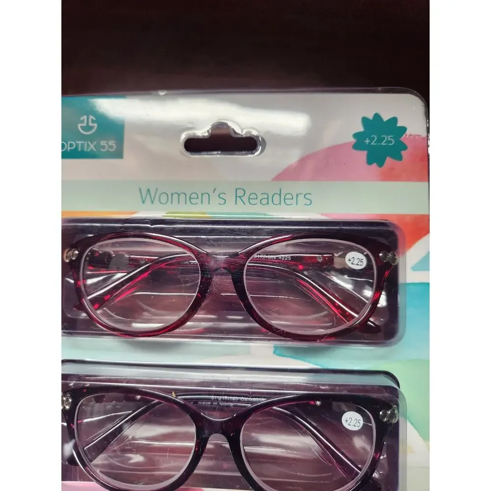 Optic 55 women's reading glasses +2.25 pack of 4 unopened new